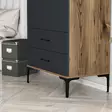 Vaatekaappi, Pähkinä Antrasiitti, 100% Melamiinipinnoitettu Lastulevy, 80x47,5x201,4 cm, 2 Pakettia, Helppo Koota - Vaatekaapit - 8684282088875 - 5