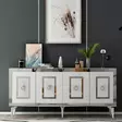 Valkoinen Hopea Konsoli 150x40x79 cm - 100% Melamiinipinnoitettu Lastulevy, 18 mm Paksuus, 2 Pakettia - Lipastot ja senkit - 8684282612605 - 2