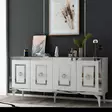 Valkoinen Hopea Konsoli 150x40x79 cm - 100% Melamiinipinnoitettu Lastulevy, 18 mm Paksuus, 2 Pakettia - Lipastot ja senkit - 8684282612605 - 3