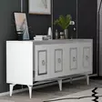 Valkoinen Hopea Konsoli 150x40x79 cm - 100% Melamiinipinnoitettu Lastulevy, 18 mm Paksuus, 2 Pakettia - Lipastot ja senkit - 8684282612605 - 4