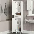Valkoinen Kylpyhuonekaappi - 100% Melamiinipinnoitettu Lastulevy, 18mm, 35x179x31,3cm, Useita Hyllyjä, Seinään Kiinnitettävä - Kylpyhuonekalusteet - 8681181995495 - 3