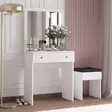 Valkoinen Meikkipöytä Peilillä - 100% Melamiinipinnoitettu Lastulevy, 18mm, 65x139x35cm, Kiinnitettävä Seinäasennus - Meikkipöydät - 8684282460275 - 2