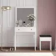 Valkoinen Meikkipöytä Peilillä - 100% Melamiinipinnoitettu Lastulevy, 18mm, 65x139x35cm, Kiinnitettävä Seinäasennus - Meikkipöydät - 8684282460275 - 4