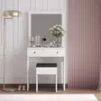 Valkoinen Meikkipöytä Peilillä - 100% Melamiinipinnoitettu Lastulevy, 18mm, 65x139x35cm, Kiinnitettävä Seinäasennus - Meikkipöydät - 8684282460275 - 5
