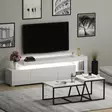 Valkoinen Olohuoneen Huonekalusetti - 100% Melamiinipinnoitettu Lastulevy, TV-taso 192x53x37 cm, Pesäpöydät 88x38x50 cm - Huonekalut - 8683742131175 - 5