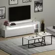 Valkoinen Olohuoneen Huonekalusetti - 100% Melamiinipinnoitettu Lastulevy, TV-taso 192x53x37 cm, Pesäpöydät 88x38x50 cm - Huonekalut - 8683742131175 - 3