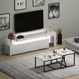 Valkoinen Olohuoneen Huonekalusetti - 100% Melamiinipinnoitettu Lastulevy, TV-taso 192x53x37 cm, Pesäpöydät 88x38x50 cm - Huonekalut - 8683742131175 - 2