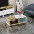Valkoinen Tammi Sohvapöytä - 100% Melamiinipinnoitettu Lastulevy, 90x36x45 cm, Useita Hyllyjä, Kiinnitettävä Seinäasennus - Sohvapöydät - 8683743316175 - 4