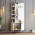 Valkokultainen Hall Stand - 100% Melamiinipinnoitettu Lastulevy, 18mm Paksuus, 90x35x202cm, 3 Pakettia, Tyylikäs Säilytysratkaisu - Eteiskaapit - 8684282465775 - 3