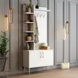Valkokultainen Hall Stand - 100% Melamiinipinnoitettu Lastulevy, 18mm Paksuus, 90x35x202cm, 3 Pakettia, Tyylikäs Säilytysratkaisu - Eteiskaapit - 8684282465775 - 4