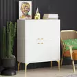 Valkokultainen Konsoli - 100% Melamiinipinnoitettu Lastulevy, Antibakteerinen, Leveys 90 cm, Korkeus 115 cm, Syvyys 35 cm - Lipastot ja senkit - 8684282595885 - 3