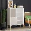 Valkokultainen Konsoli - 100% Melamiinipinnoitettu Lastulevy, Antibakteerinen, Leveys 90 cm, Korkeus 115 cm, Syvyys 35 cm - Lipastot ja senkit - 8684282595885 - 4