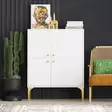 Valkokultainen Konsoli - 100% Melamiinipinnoitettu Lastulevy, Antibakteerinen, Leveys 90 cm, Korkeus 115 cm, Syvyys 35 cm - Lipastot ja senkit - 8684282595885 - 2