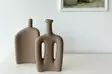 Valosävyinen Keraaminen Maljakkosetti - 100% Keraaminen, 15x4x19 cm ja 15x5x27 cm, Sisustuksen Koristeeksi - Kukka-amppelit ja maljakot - 8684282979425 - 1