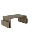 Walnut-sävyinen sohvapöytä - 100% melamiinipinnoitettu lastulevy, 18mm, 95x36,8x60cm, useita hyllyjä, moderni design - Sohvapöydät - 8681181613535 - 3