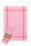 Ylellinen Käsipyyhesetti 5 kpl - 85% Puuvillaa, 45x65 cm, Ruudullinen, Konepestävä, Vaaleanpunainen, 225 g/m² - Keittiötekstiilit - 8683342758475 - 1