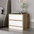 Yöpöytä - Huonekalut, Pähkinä Valkoinen, 100% Melamiinipinnoitettu Lastulevy, 18mm, 54x40x47cm, Useita Hyllyjä - Yöpöydät - 8683742567295 - 3