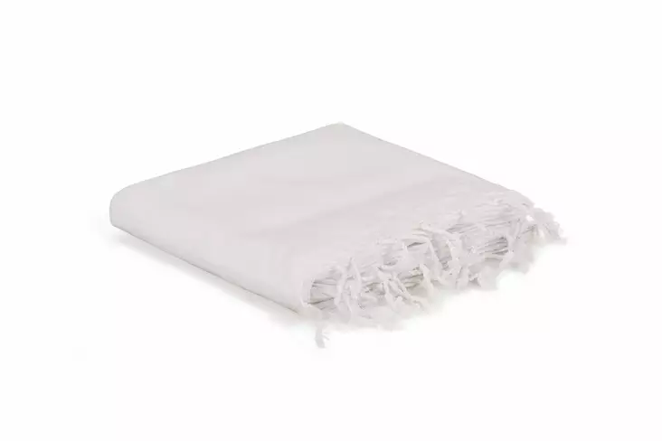 100% Puuvillainen Fouta Rantapyyhe, Valkoinen, 100x150 cm, Korkea Imukyky, Erittäin Pehmeä, Konepestävä 30-40 °C - Pyyhkeet ja kylpytakit - 8683342756785 - 1