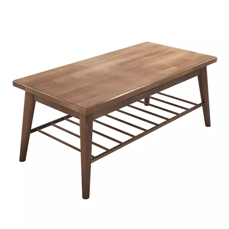 2-Tasoinen Monikäyttöinen sohvapöytä, 100% Mänty, Pähkinänvärinen, 110x47x55 cm, Lisäsäilytystila, Tyylikäs ja Kestävä - Sohvapöydät - 8681875458725 - 1