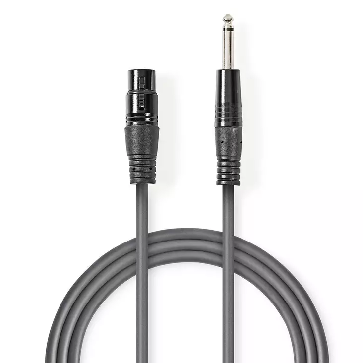 Balansoimaton Audiojohto | XLR 3-Pin naaras | 6.35 mm uros | Niklattu | 10.0 m | Pyöreä | PVC | Tummanharmaa | Pakkaus - Audiokaapelit - 5412810295425 - 1