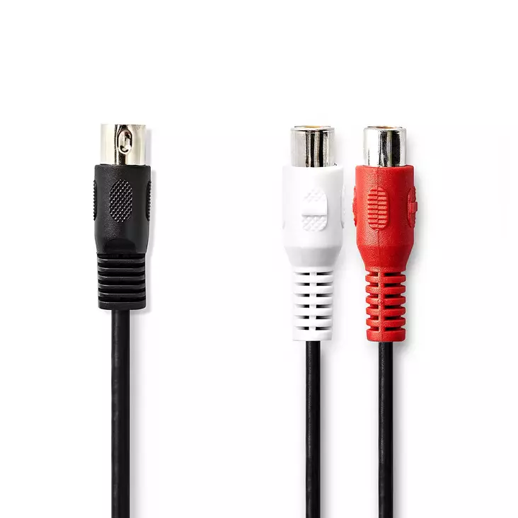 DIN Audiokaapeli | DIN 5-Pin uros | 2x RCA Naaras | Niklattu | 0.20 m | Pyöreä | PVC | Musta | Label - Audiokaapelit - 5412810419845 - 1