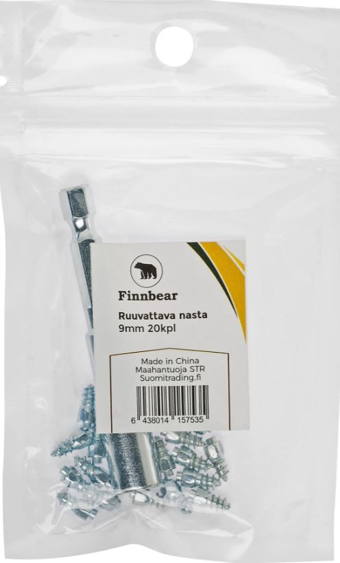 J=C3=A4=C3=A4nasta ruuvattava 9 mm 20 kpl Finnbear - Jäänastat ja lumiketjut - 6438014157535 - 1