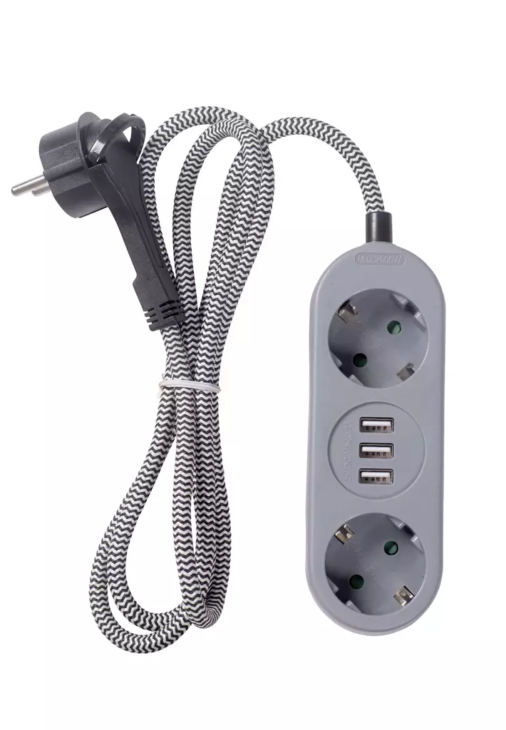 Jatkojohto Flat 1,5m 3xUSB-A 2-osainen, Airam - Sisäjatkojohdot - 6435200244475 - 1
