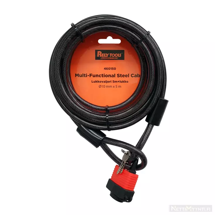 Lukkovaijeri 5 m 10 mm + lukko 40 mm - Lukot ja avainkaapit - 6438168103525 - 1