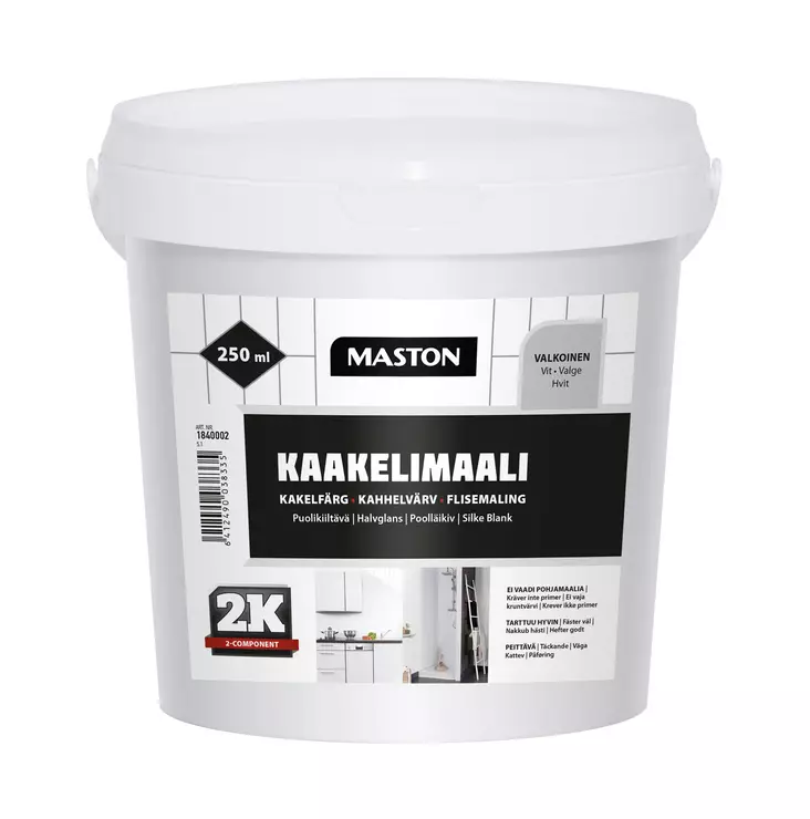Maali 2K Kaakeli Valkoinen 250ml - Sisämaalit - 6412490038335 - 1
