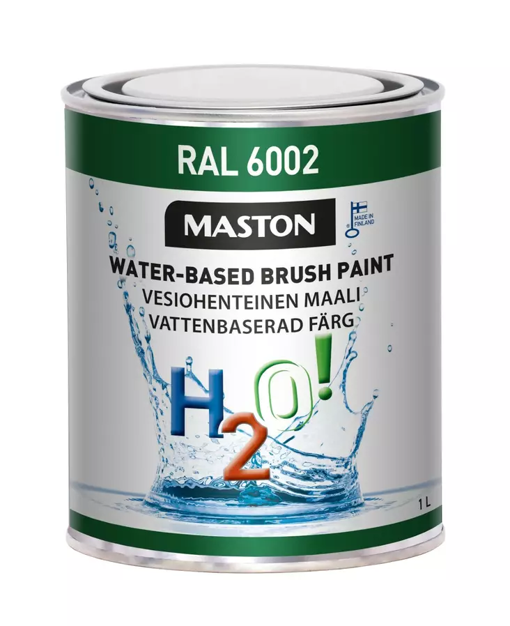 Maali H2O! RAL6002 Lehdenvihre=C3=A4 1l - Metalli- ja kalustemaalit - 6412490005955 - 1