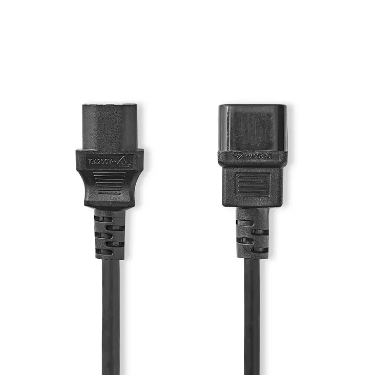 Sähköjohto | IEC-320-C14 | IEC-320-C13 | Suora | Suora | Niklattu | 2.00 m | Pyöreä | PVC | Musta | Label - Virtakaapelit ja liittimet - 5412810425235 - 1