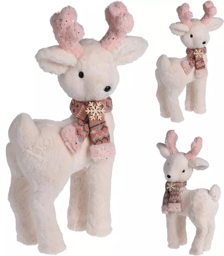 Seisova peura 55 cm pinkki - Joulukoristeet ja -tekstiilit - 8719987550805 - 1