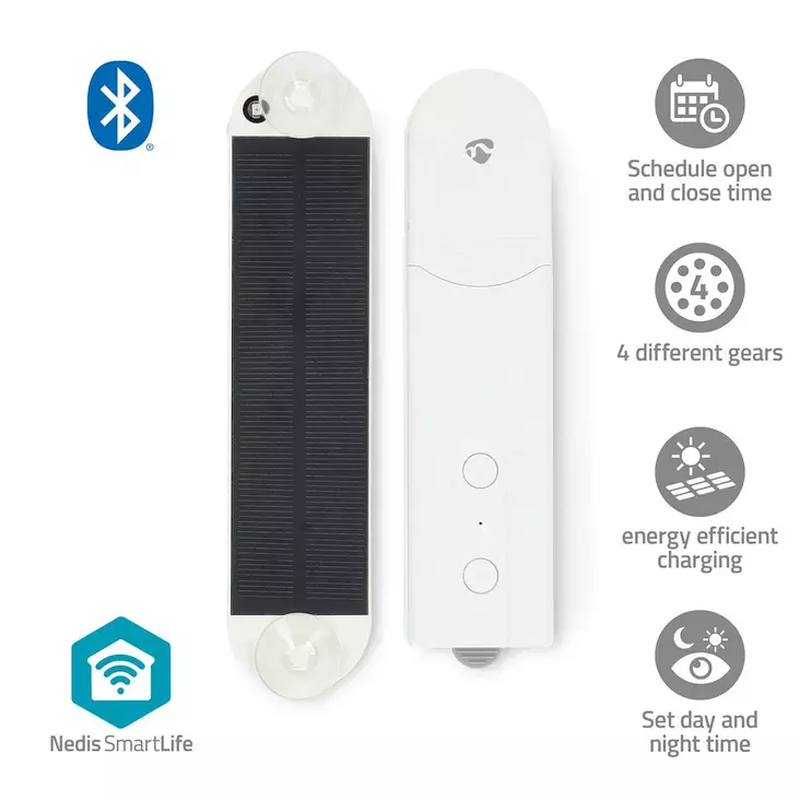 SmartLife Verho Robotti | Kaapelijärjestelmä | Kaihtimet / Paneeli-verhot / Rullaverhot | Solar Powered / Verkkovirtakäyttöinen | 2000 mAh | Bluetooth® | Valkoinen - Muu automaatio ja etäohjaus - 5412810419715 - 1