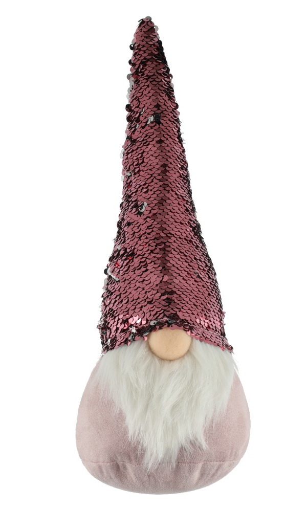 Tonttu paljettilakki pinkkihopea 35 cm 1 - Joulukoristeet ja -tekstiilit - 6410413178915 - 1