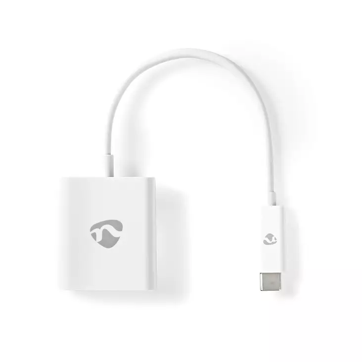 USB-C Sovitin | USB 3.2 Gen 1 | USB-C Uros | VGA Naaras | 1080p | 5 Gbps | 0.20 m | Pyöreä | Niklattu | PVC | Valkoinen | Muovipussi - Tietokone ja verkko - 5412810319855 - 1