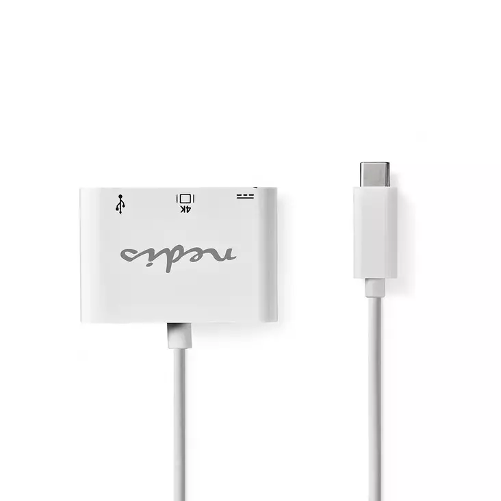 USB N Moniporttisovitin | USB 3.2 Gen 1 | USB-C Uros | HDMI Ulostulo / USB-A Naaras / USB-C Naaras | 5 Gbps | 0.20 m | Pyöreä | Niklattu | PVC | Valkoinen | Laatikko - USB-sovittimet ja telakointi - 5412810289165 - 1