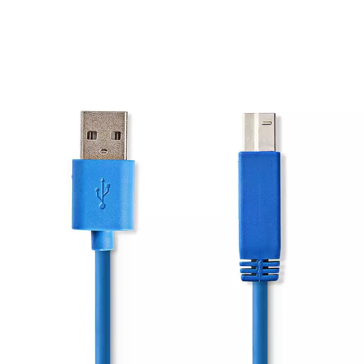 USB kaapeli | USB 3.2 Gen 1 | USB-A Uros | USB-B Uros | 5 Gbps | Niklattu | 3.00 m | Pyöreä | PVC | Sininen | Kirjekuori - Tietokone ja verkko - 5412810275205 - 1