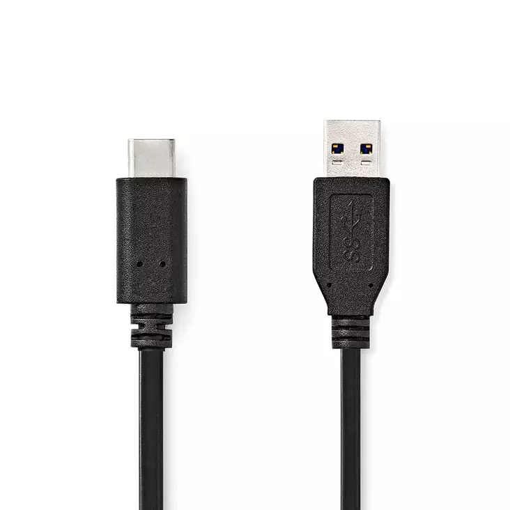 USB kaapeli | USB 3.2 Gen 2 | USB-A Uros | USB-C Uros | 60 W | 10 Gbps | Niklattu | 1.00 m | Pyöreä | PVC | Musta | Label - Tietokone ja verkko - 5412810422005 - 1