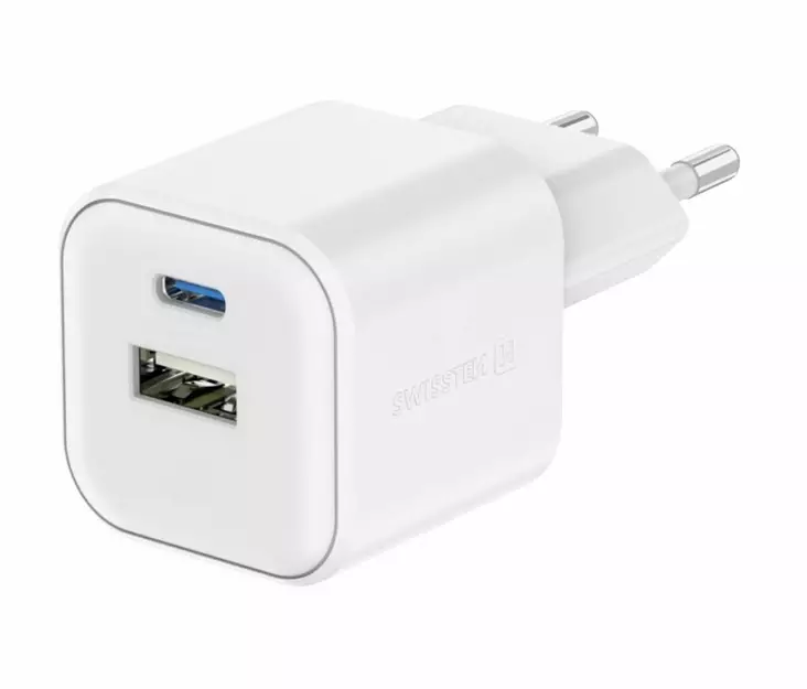 Swissten GaN USB-C 20W PD & USB-A 18W QC 3.0 -laturi - Verkkolaturit - 8595217484405 - 1