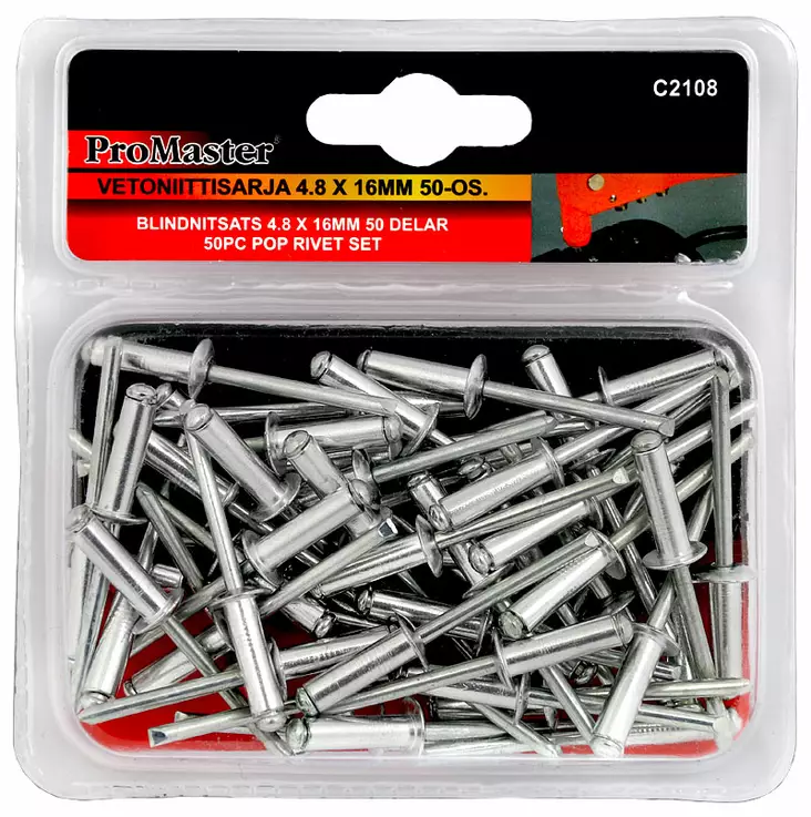 Vetoniittisarja 4.8 x 16mm 50kpl - Niitit - 6420286821085 - 1
