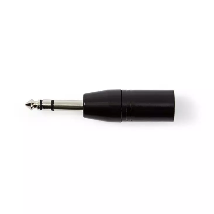 XLR adapteri | XLR 3-Pin uros | 6.35 mm uros | Niklattu | Suora | Metalli | Musta | 1 kpl | Muovipussi - Audioadapterit - 5412810296255 - 1