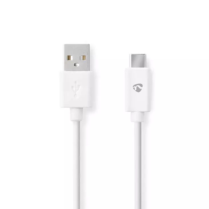 USB kaapeli | USB 2.0 | USB-A Uros | USB-C Uros | 15 W | 480 Mbps | Niklattu | 1.00 m | Pyöreä | PVC | Valkoinen | Label - Nedis tuotteet - 5412810481125 - 1