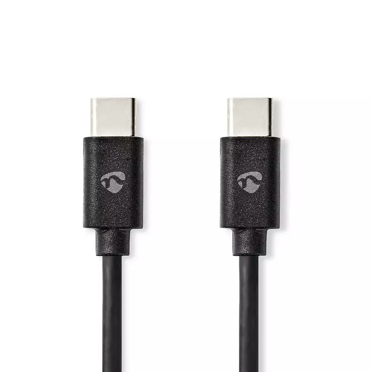 USB kaapeli | USB 2.0 | USB-C Uros | USB-C Uros | 60 W | 480 Mbps | Niklattu | 3.00 m | Pyöreä | PVC | Musta | Laatikko - Tietokone ja verkko - 5412810481255 - 1