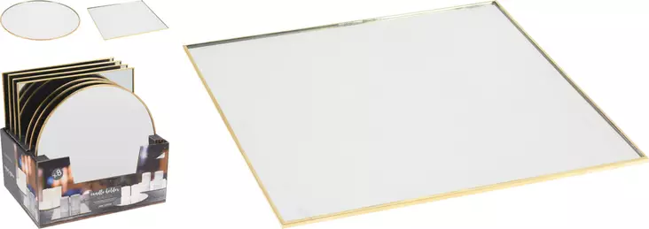 Kultareunainen peililautanen 25 cm – tyylikäs sisustuselementti kynttilöille ja koristeasetelmiin - Kynttilät ja lyhdyt - 8719987655715 - 1