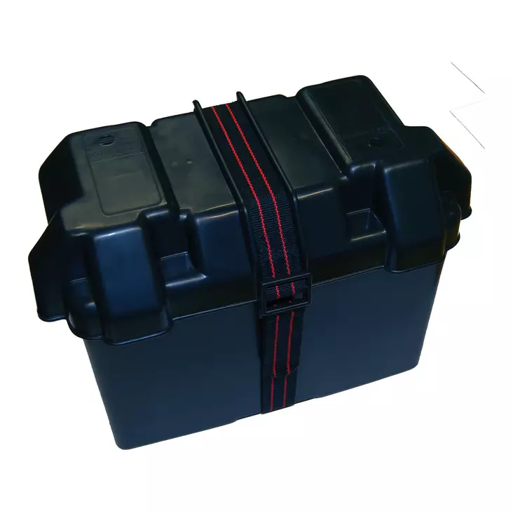 Akkukotelo 34 x 19 x 23 cm Easterner kiinnitysnauhalla - Kestävä akkulaatikko veneeseen ja vapaa-aikaan - Perämoottorit - 6430022584655 - 1