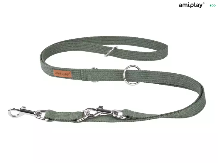 Amiplay Cotton koirantalutin 6in1, säädettävä 100-200cm, khaki - Koiran pannat, hihnat ja valjaat - 5907563222915 - 1