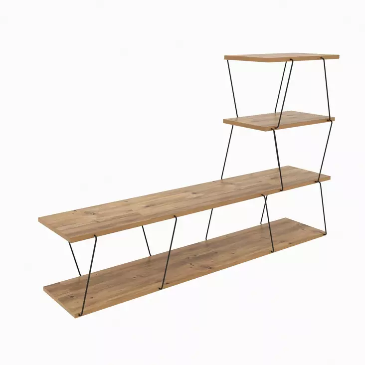 Atlantic Pine Black Olohuoneen Kalustesetti - 100% Melamiinipinnoitettu Lastulevy, 18mm, Metallirunko, TV-taso 150x93x30cm - Huonekalut - 8683742690115 - 1