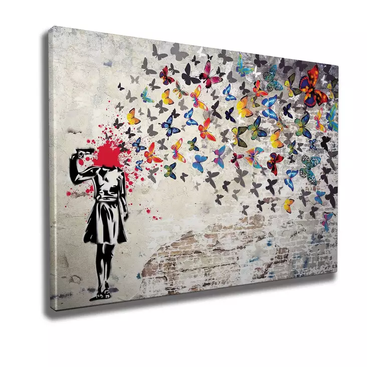 Banksy Multivärinen Koristeellinen Kangastaulu 70x100 cm - Puukehys 2x3 cm - 50% Puuvilla/50% Polyesteri - Taulut ja kehykset - 8683342479035 - 1