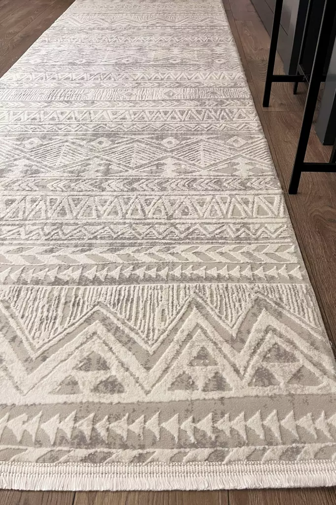 Beige eteisen matto käytävämatto 80x200 cm - Tyylikäs ja Kestävä Polypropeeni-Polyesteri Matto 9 mm Nukalla - Pienet matot ja käytävämatot - 8684282049005 - 1
