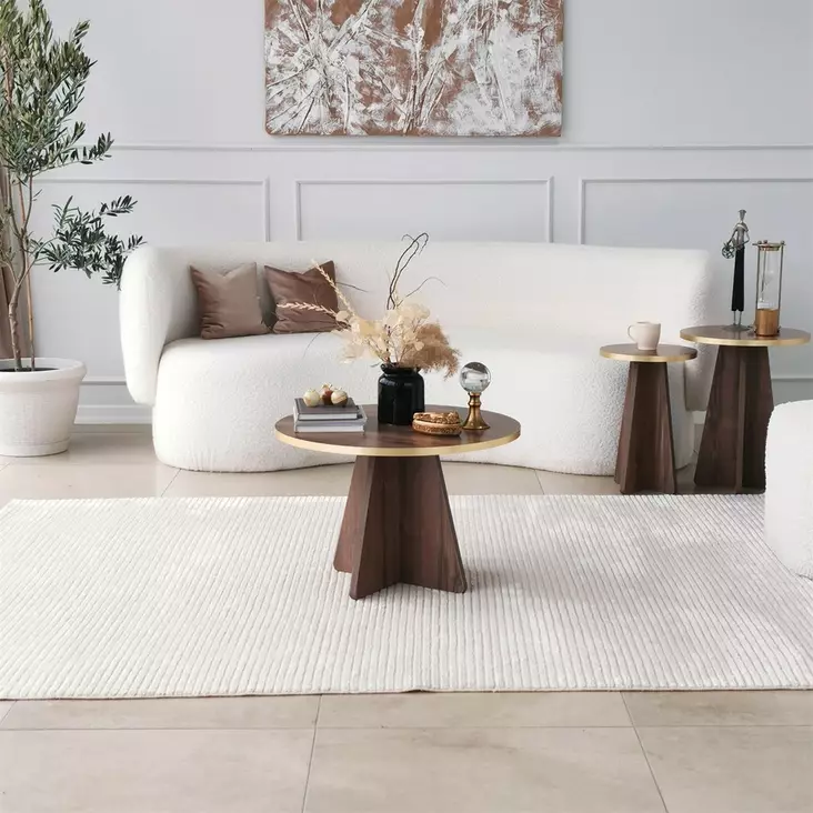 Sohvapöytä - Kultainen Pähkinä - 100% Melamiinipinnoitettu Lastulevy - 60x40x60 cm - PVC Reunanauhat - Purettava - Sohvapöydät - 8684282402565 - 1